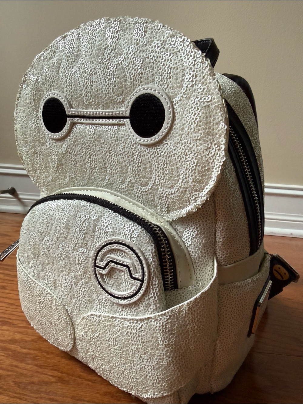 Loungefly White & Black Baymax Glow-In-The-Dark Mini Backpack - Picture 4 of 10